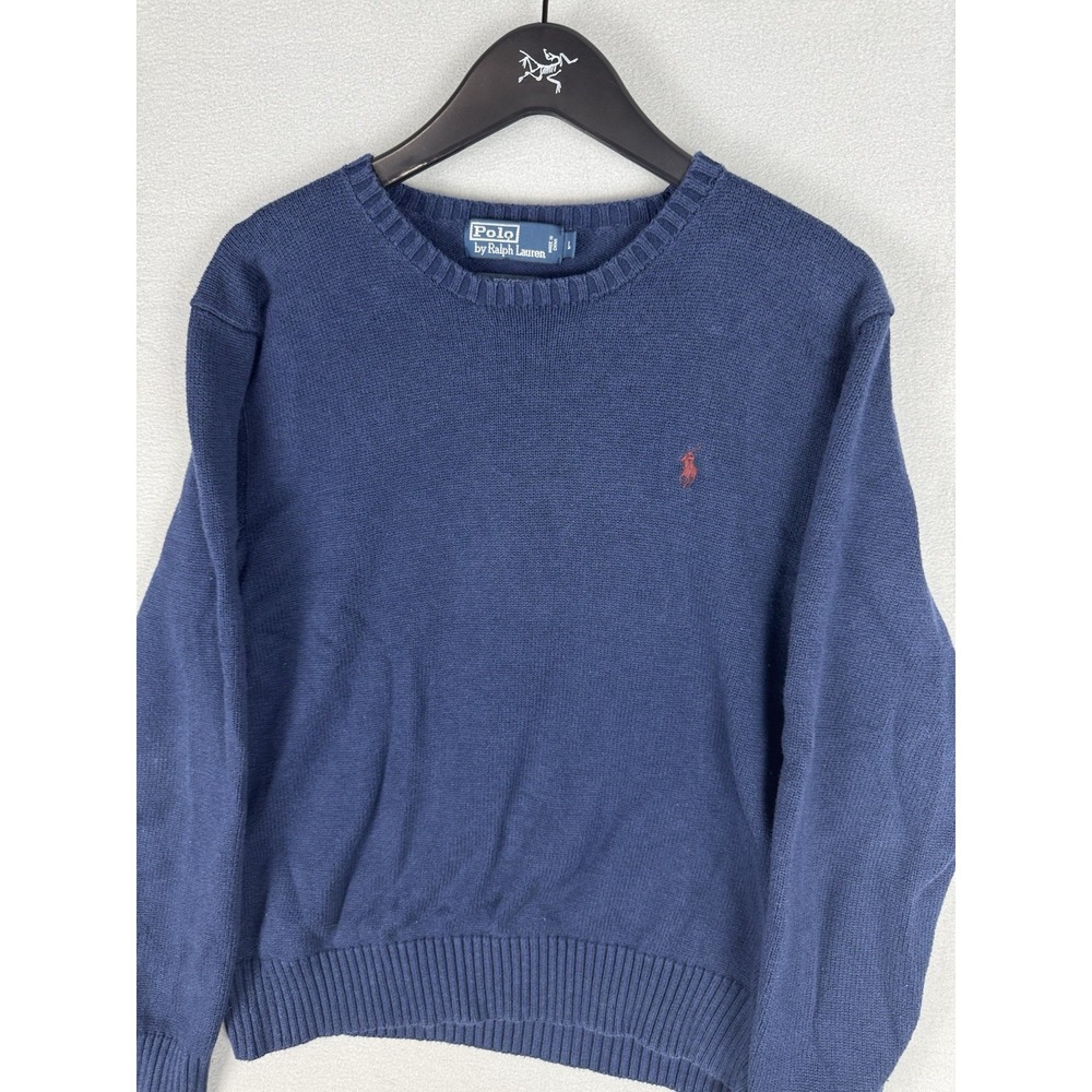 Polo Ralph Lauren Crewneck Cotton Sweatshirt Navy Logo Mens Large Utility Preppy - Picture 4 of 9